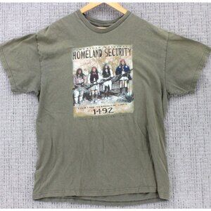 Vintage DELTA Shirt Mens XL Brown Native American Original Homeland Security Art